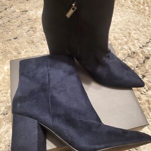 Calvin Klein Navy Suede Heeled Boots